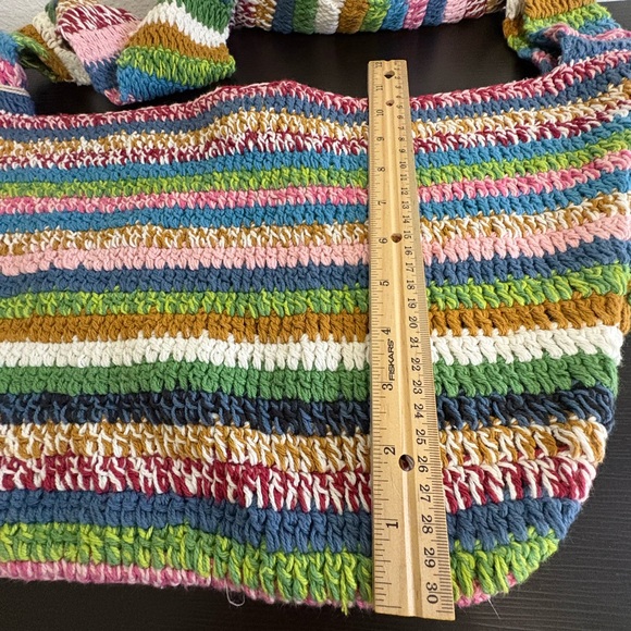Free People Cotswold colorful striped bohemian crochet tote bag. New with tags. - Picture 9 of 10